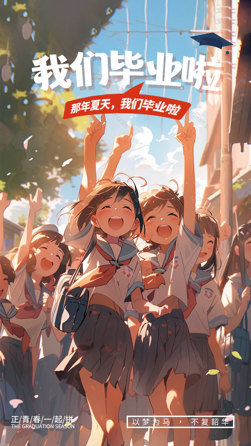 大气动漫风格同学青春学生考试毕业季宣传海报,设计模板,设计模板大全,设计模板下载